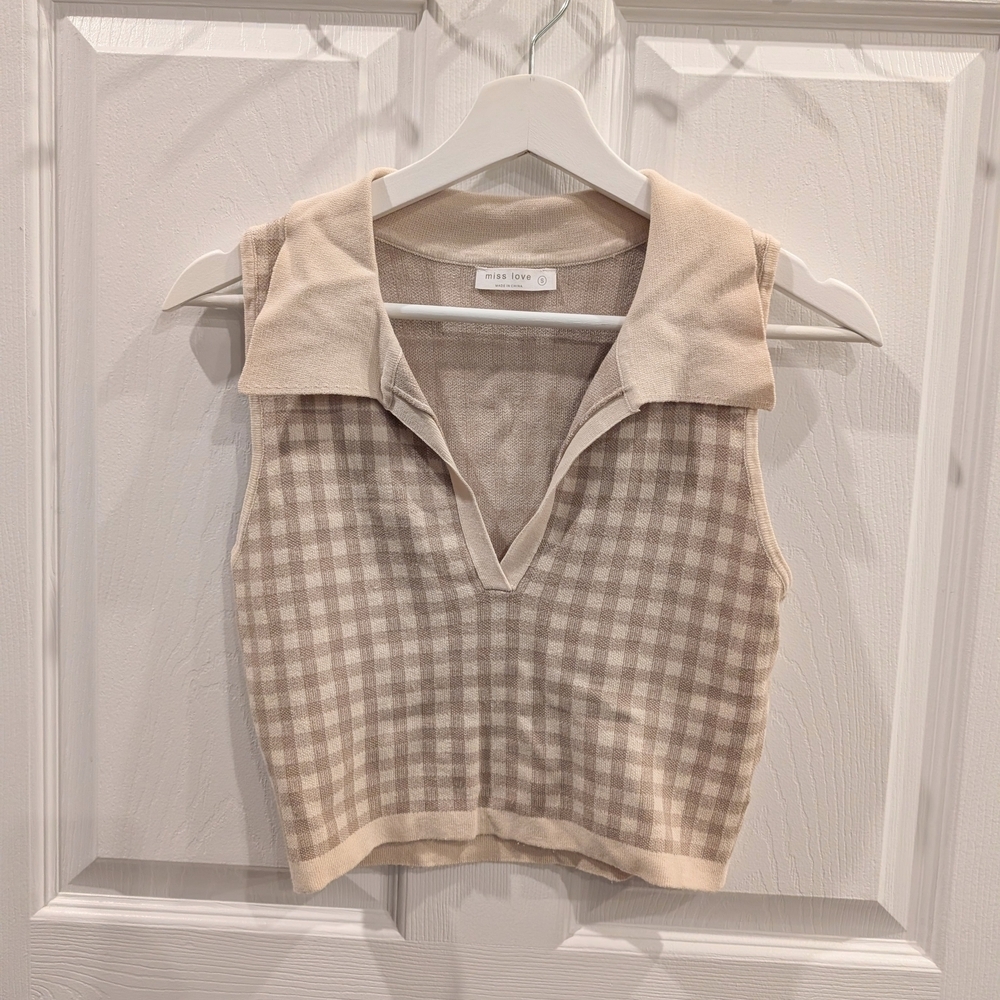 Miss Love Checked Knit Vest